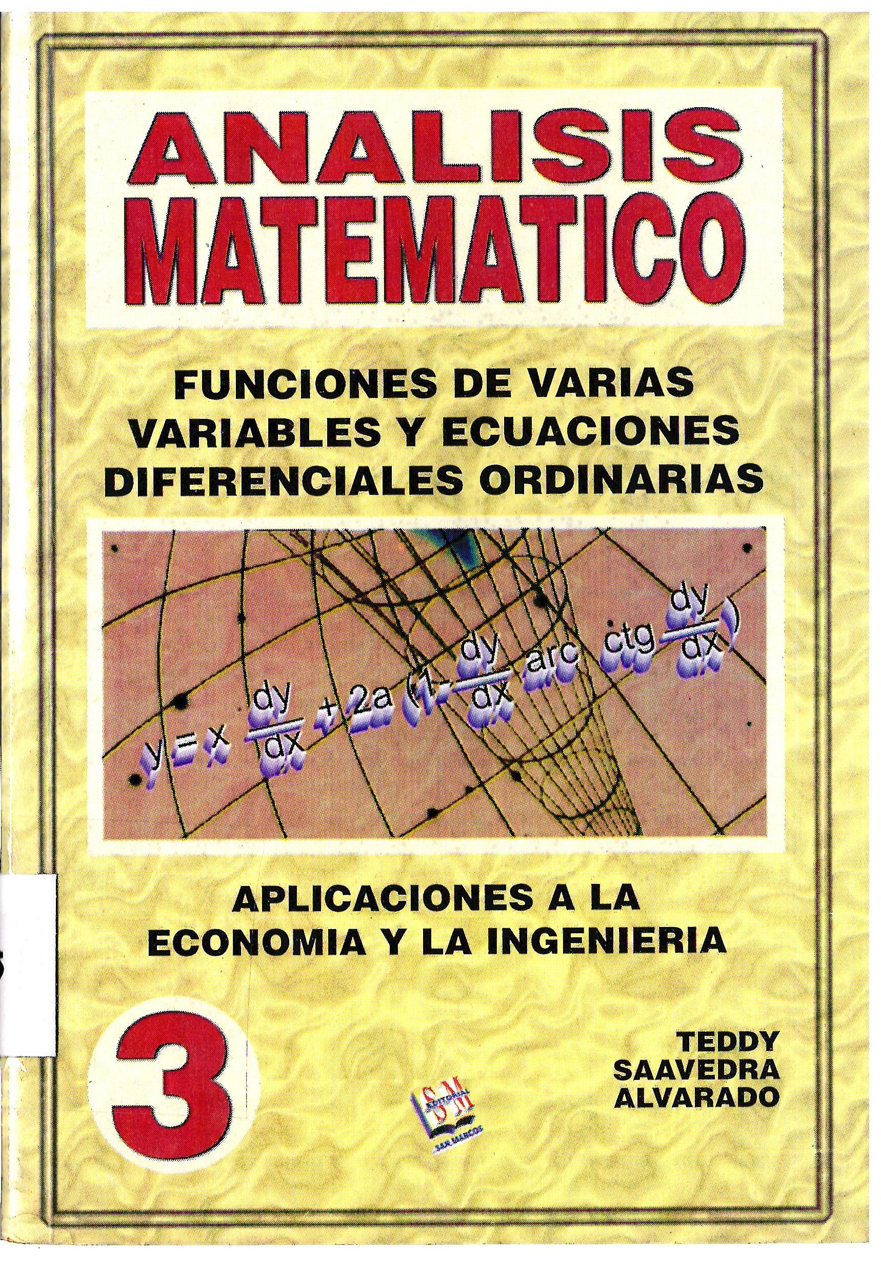 ANALISIS MATEMATICO, FUNCIONES DE VARIAS VARIABLES Y ECUACIONES DIFERENCIALES ORDINARIAS N° 3