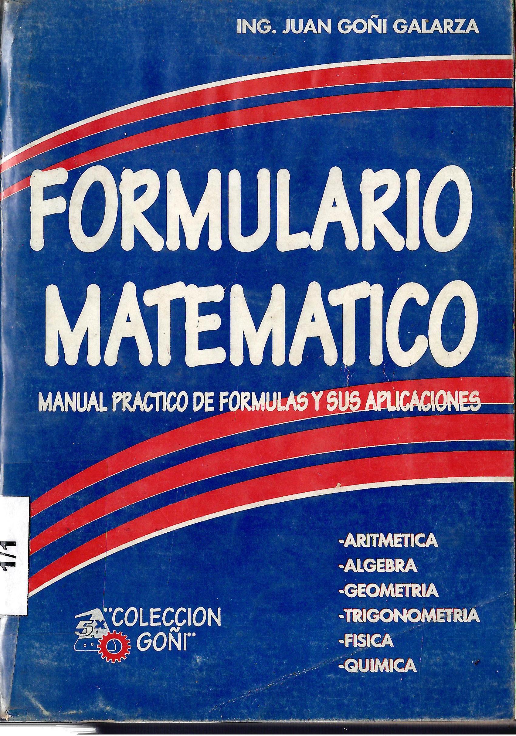FORMULARIO MATEMATICO MANUAL PRACTICO DE FORMULAS Y SUS APLICACIONES
