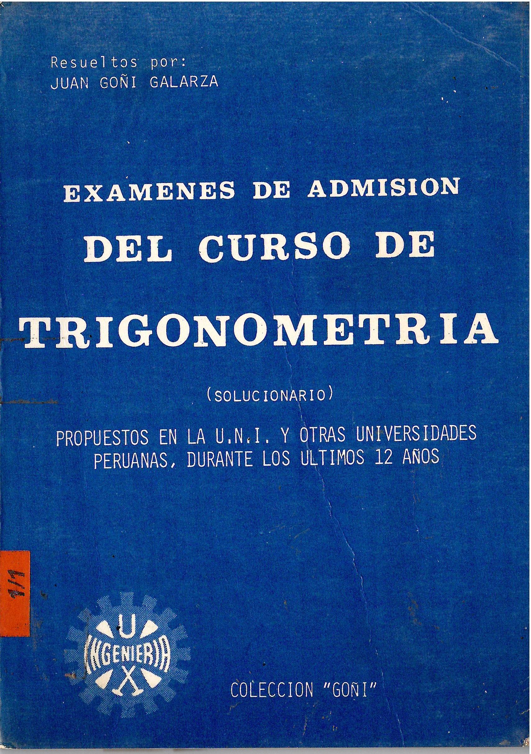 EXAMENES DE ADMISION DEL CURSO DE TRIGONOMETRIA