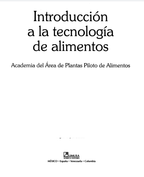 INTRODUCCION A LA TECNOLOGIA DE ALIMENTOS