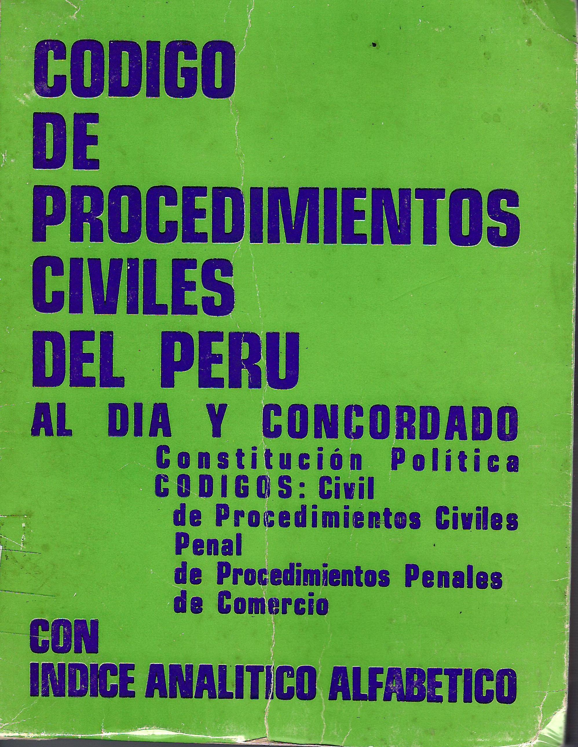 CODIGO DE PROCEDIMIENTOS CIVILES DEL PERU