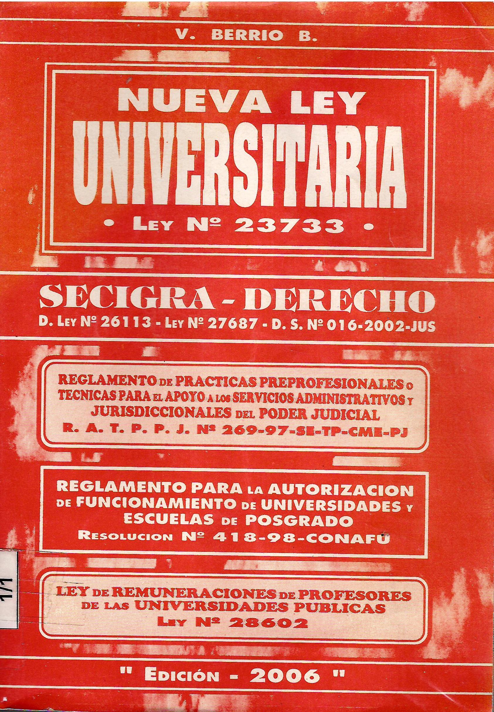 NUEVA LEY UNIVERSITARIA N° 23733