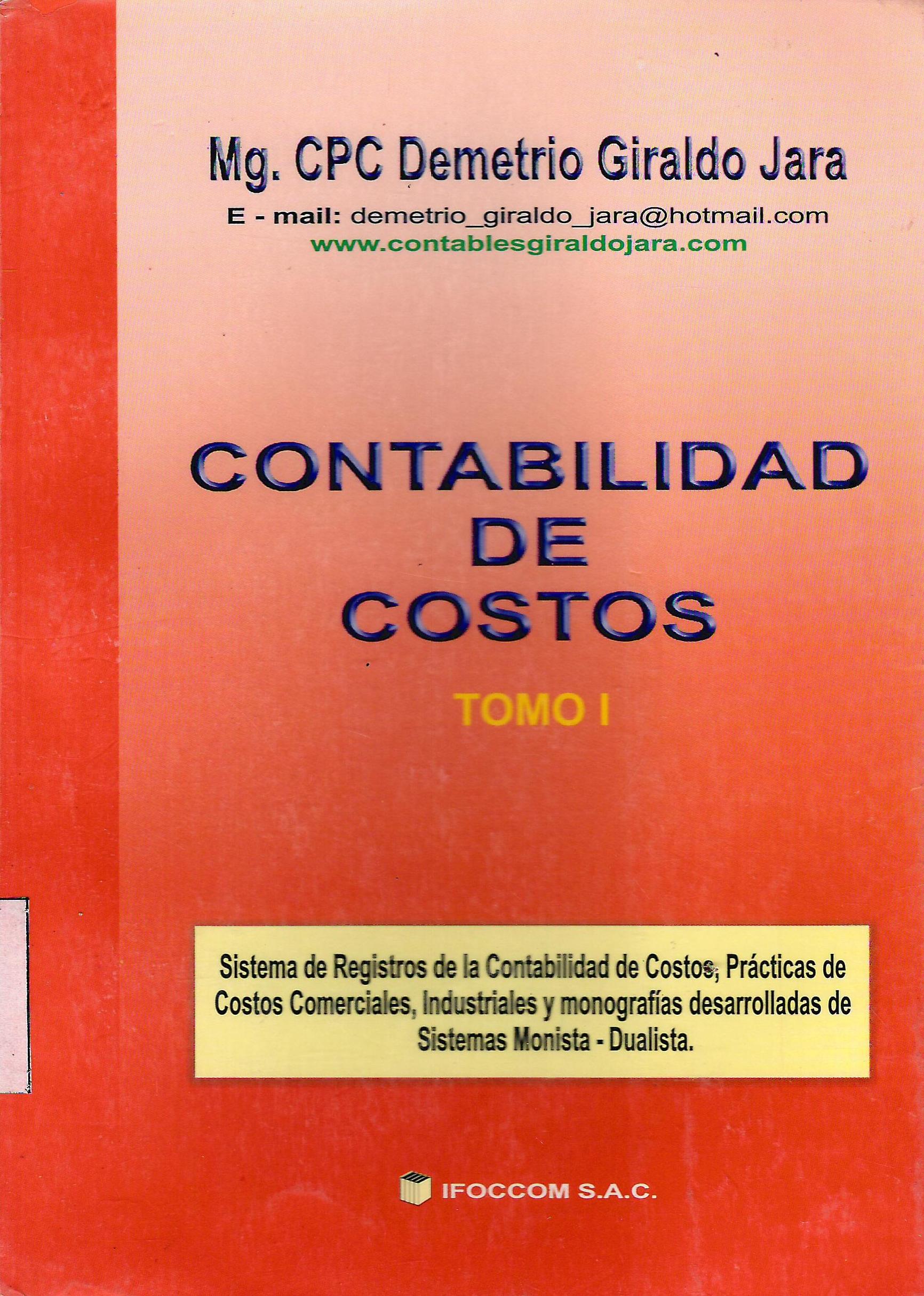 CONTABILIDAD DE COSTOS TOMO I