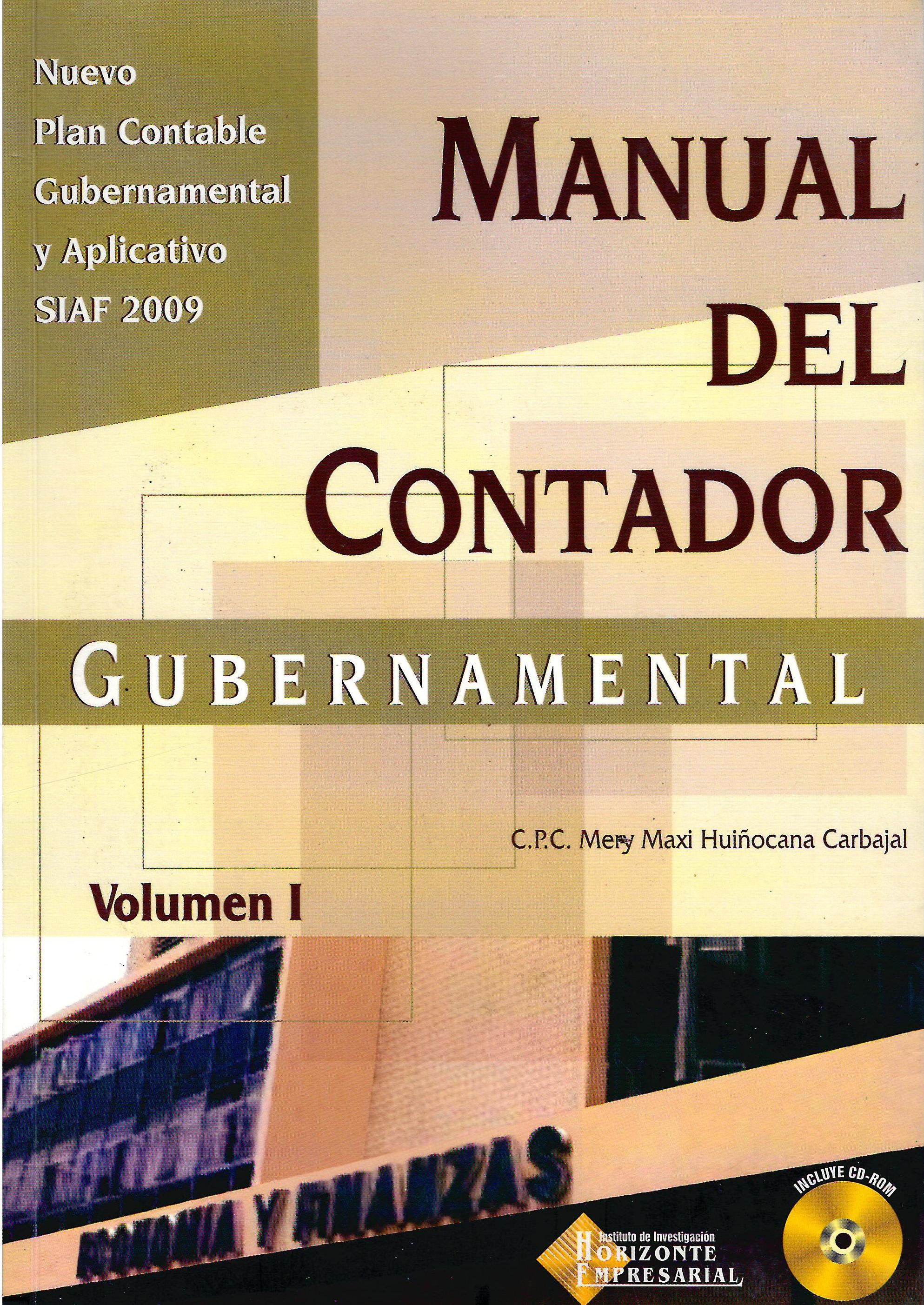 MANUAL DEL CONTADOR GUBERNAMENTAL. VOLUMEN I