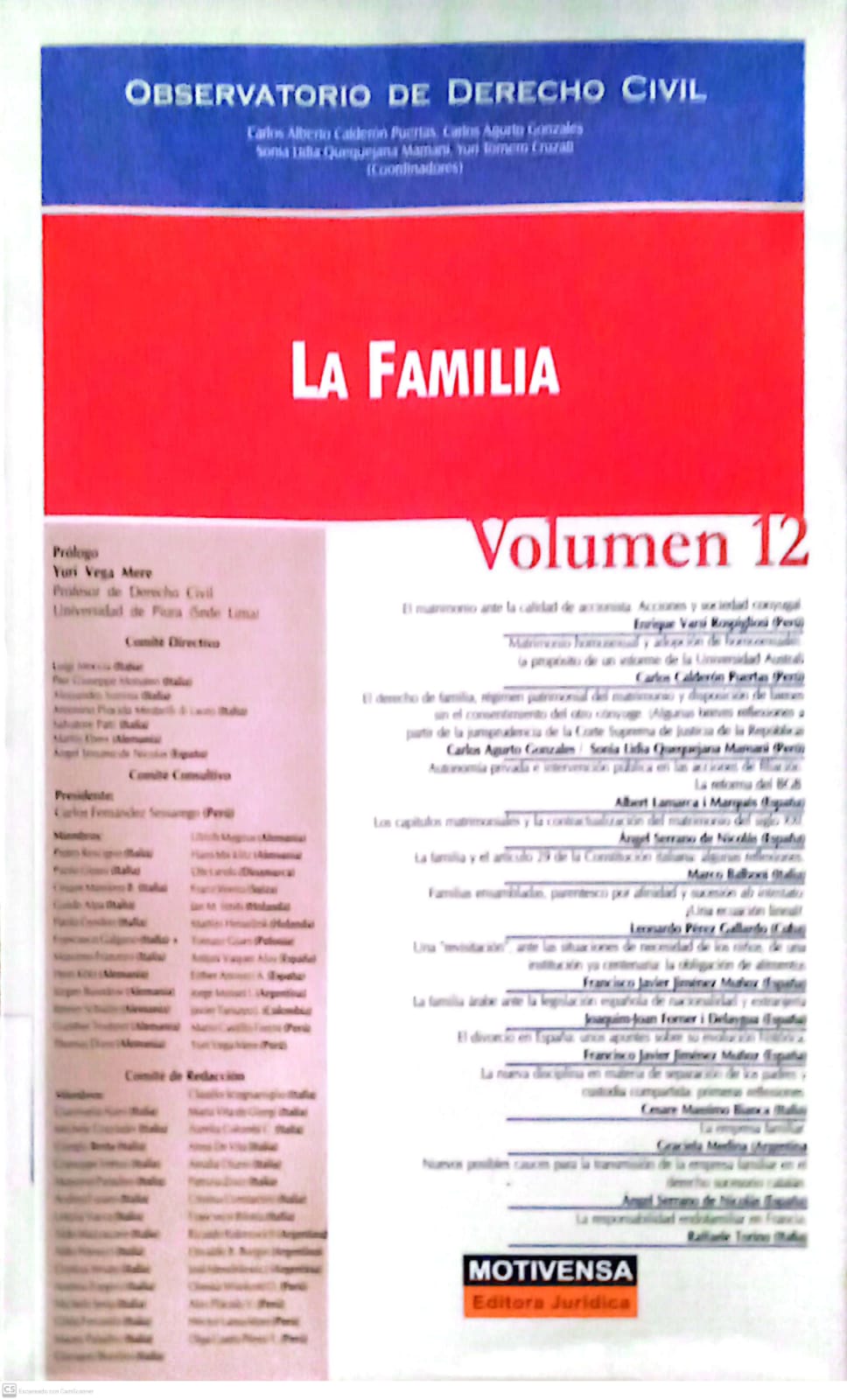 OBSERVATORIO DE DERECHO CIVIL  LA FAMILIA VOLUMEN 12
