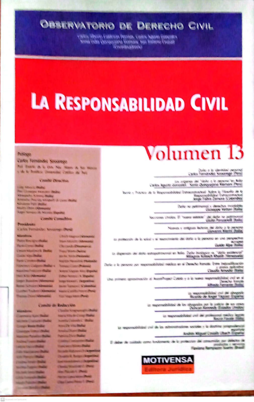 OBSERVATORIO DE DERECHO CIVIL  LA RESPONSABILIDAD CIVIL VOLUMEN 13