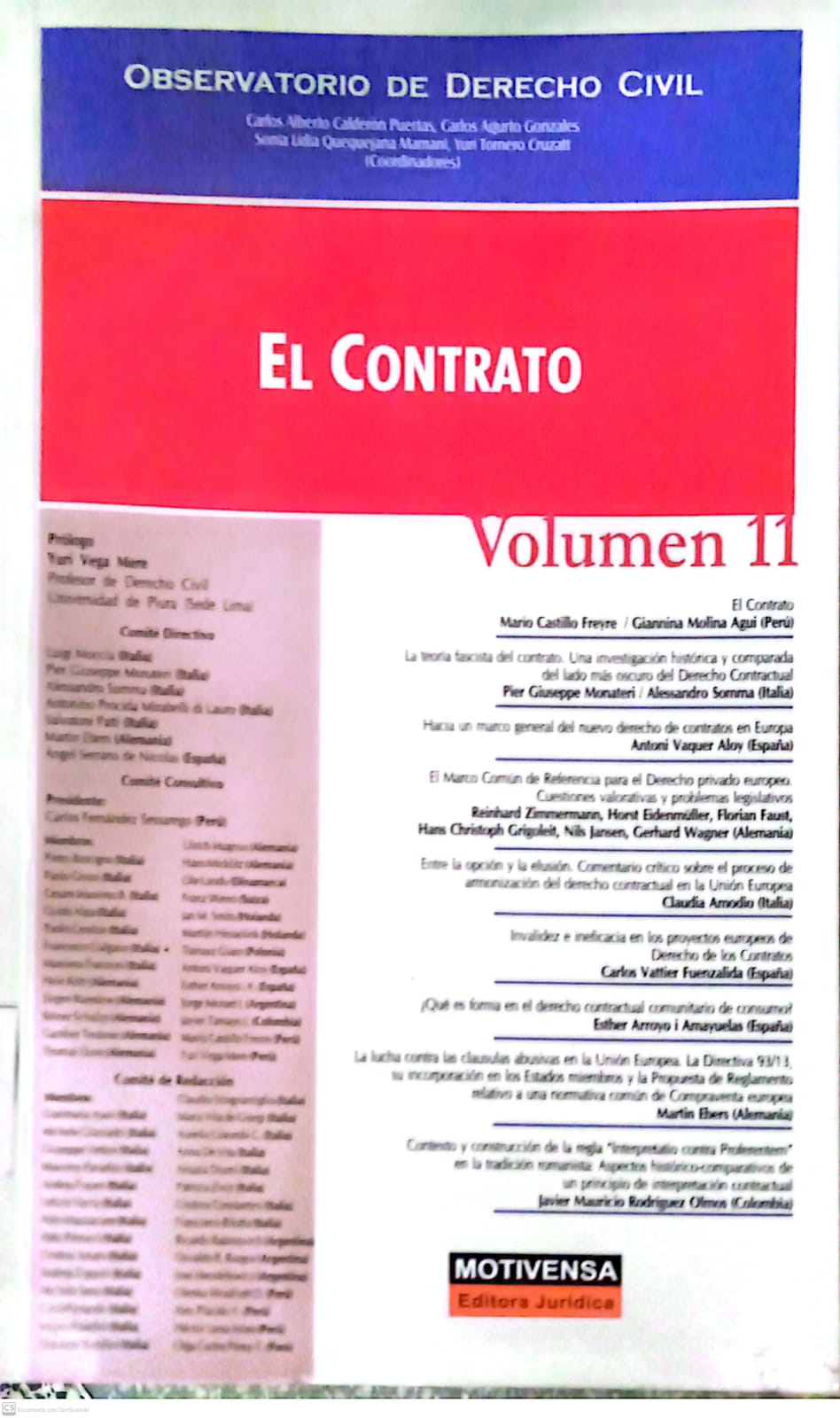OBSERVATORIO DE DERECHO CIVIL  EL CONTRATO VOLUMEN XI