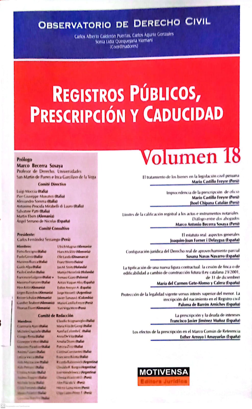 OBSERVATORIO DE DERECHO CIVIL  REGISTROS PUBLICOS  PRESCRIPCION Y CADUCIDAD VOLUMEN 18